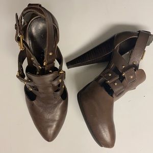 POUR LA VICTOURE Leather Heeled Brass Shoes Sz5